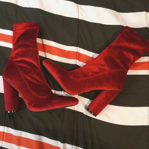 Red Velvet Sock Boots